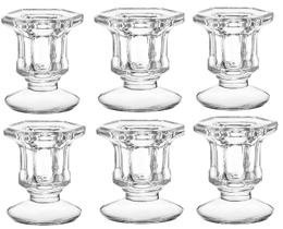 6 Castiçal Em Vidro Para Vela Decoração Porta Vela sextavado 6 Castiçal Em Vidro Para Vela Decoração Porta Vela sextavado