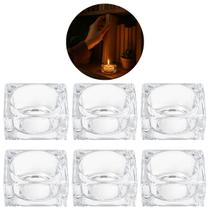 6 Castiçal Porta Velas Vidro Pequeno Enfeite Decoração Mesa