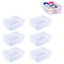 6 cestas pequena transparente plástico organização armário guarda roupa infantil cestinha plasútil