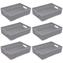 6 Cestos Organizador Juta Multiuso A4 Cinza 5,2 Lts Jaguar