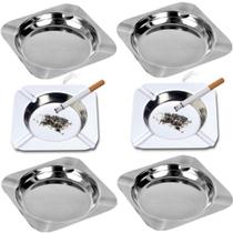6 Cinzeiro Quadrado em Metal 11,5cm Kit Atacado Tabacaria