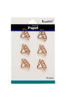 6 Clips para Papel de Metal Rose Golde com Formatos Variados e Divertidos 6 Clips para Papel de Metal Rose Golde com Formatos Variados e Divertidos