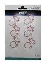 6 Clips para Papel de Metal Rose Golde com Formatos Variados e Divertidos 6 Clips para Papel de Metal Rose Golde com Formatos Variados e Divertidos