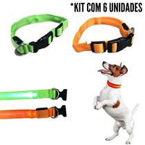 6 Coleira Para Cachorro Pet Com Led Tamanho Grande Regulável