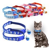 6 Coleiras para Gatos com Trava de Segurança e Sininho Ajustável e Confortável, Várias Cores