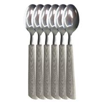 6 Colher de Mesa Talher Inox Refeição Cozinha Imita Madeira