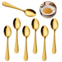 6 Colheres Aço Inox 20cm Sopa Dourado Premium Decorada 6 Colheres Aço Inox 20cm Sopa Dourado Premium Decorada