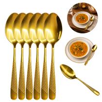6 Colheres de Sopa Dourada 20cm Talheres Premium Luxo 6 Colheres de Sopa Dourada 20cm Talheres Premium Luxo