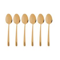 6 Colheres para Sobremesa Dourado Viena Aço Inox