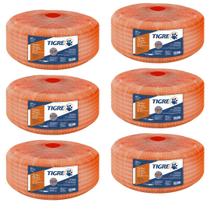 6 Conduítes Conrrugado Tigreflex 25m Laranja Em Pvc 32mm