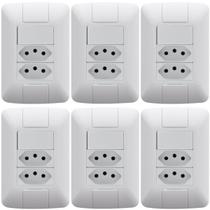 6 Conjunto Interruptor Simples 6A + 2 Tomadas 2P+T 10A Aria
