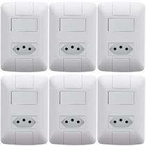 6 Conjunto Interruptor Simples + Tomada 20a 2P+T 250V Aria