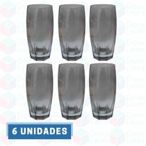 6 Copo de Vidro Cinza 370ML Suco Água Drinks Bebidas Buffet