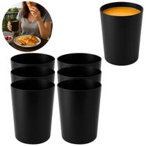 6 Copo Resistente 550ml Preto Restaurante Oriental Bebidas