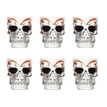 6 Copos Caveira Vidro Shot Dose Vodka Skull Tequila Bar 50ml