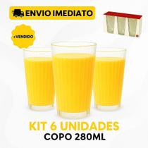 6 Copos de Vidro Transparente Resistente 280ml Long Drink 6 Copos de Vidro Transparente Resistente 280ml Long Drink
