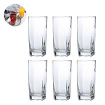 6 Copos Quadrado Vidro Transparente Texas Mesa Posta 320ml