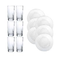 6 Copos Quadrados Bali Transparente 6 Pratos Primavera Fundo