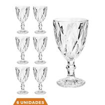 6 Copos Transparente Taças Diamante 300ml Para Agua Vinho
