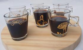 6 Copos Vidro Café Expresso 80ml Xícara Moderna c/ Ouro 6 Copos Vidro Café Expresso 80ml Xícara Moderna c/ Ouro