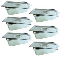 6 Cuba Gastronomica Inox Com Tampa 1/3x200 Gn Buffet Cozinha 6 Cuba Gastronomica Inox Com Tampa 1/3x200 Gn Buffet Cozinha