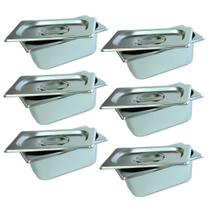 6 Cuba Gastronomica Inox Com Tampa 1/9x65 Gn Buffet Cozinha