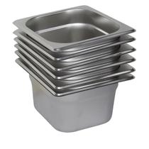 6 Cubas Gastronômica Buffet GN 1/6 65mm Aço Inox Sem Alça