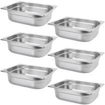 6 Cubas Gastronômicas Inox 1/2 Buffet Restaurante 6,41L Gourmet Mix GX0407
