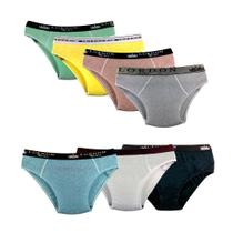 6 Cuecas Kit Slip Elástico Exposto Comum Infantil 100% Algodão Menino P ao GG - Up Underwear