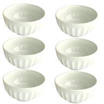 6 Cumbuca Canelada Tigela Japonesa Porcelana Branca De 450ml