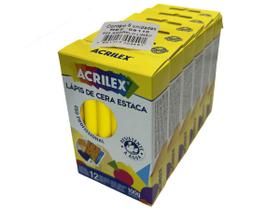 6 Cxs Lápis De Cera Estaca Amarelo - Acrilex