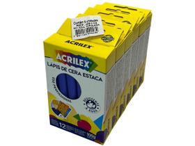 6 Cxs Lápis De Cera Estaca Azul - Acrilex