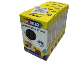 6 Cxs Lápis De Cera Estaca Preto - Acrilex