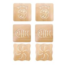 6 Descansos De Panela De Bambu Decorado Sortido 12,5 Cm 6 Descansos De Panela De Bambu Decorado Sortido 12,5 Cm