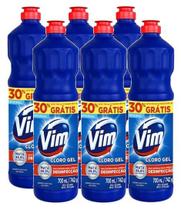 6 Desinfetante Vim Cloro Gel Unilever Leve 700ml Pague 490ml