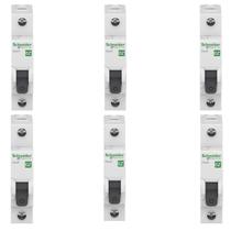 6 Disjuntores Unipolar Schneider 16A Tipo C Easy9 3kA
