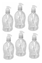 6 Dispensadores Para Álcool Gel Plástica Válvula Pump 500ml