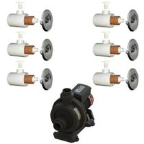 6 Dispositivo de Hidromassagem Inox + Bomba Sodramar Piscina