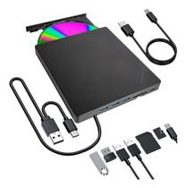 6 Em 1 Gravador Leitor Cd Dvd Leitor de Cartão SD e Micro SD Externo Usb 3.0 Pc Notebook