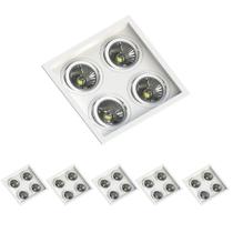 6 Embutido Recuado P/ 4 Lâmpadas AR111 Preto Save Energy