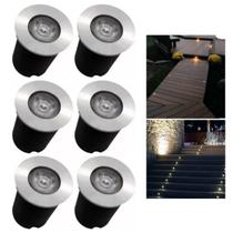 6 Embutido Solo 1w Balizador Led Blindado Ip67 Inox Spot Chão Piso