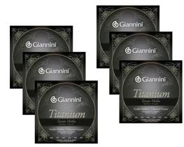 6 Encordoamentos Violão Nylon Giannini Média Titanium GENWTM