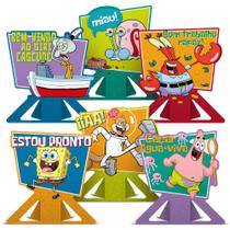 6 Enfeite Display Decoração De Mesa Tema Festa Bob Esponja - Regina Festa