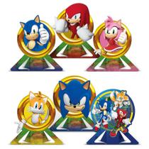 6 Enfeite Display Decoração De Mesa Tema Festa Sonic