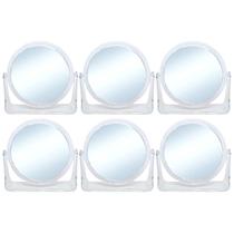 6 Espelho de Mesa Giratório 12cm Dupla Face Moldura Acrílico