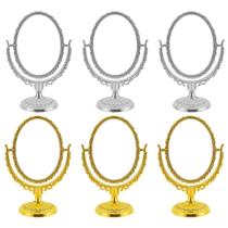 6 Espelhos de Mesa Oval Princesa P/ Maquiagem 360g 6 Espelhos de Mesa Oval Princesa P/ Maquiagem 360g