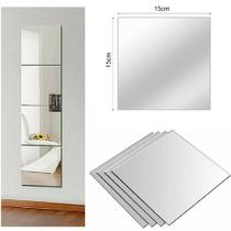 6 Espelhos Em Acrílico Adesivo Decorativo Quadrado 15x15cm