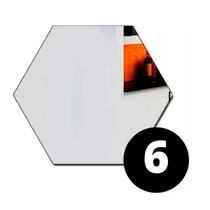 6 Espelhos Flexível 21x18cm de Acrílico Hexagonal Adesivo - C3B