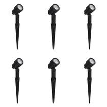 6 Espeto Para Jardim Germany Clear Led 3W Bivolt Preto 6500K Luz Branca