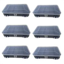6 Estojo Organizador De Plastico Retangular 8 Div. Mini Double Case